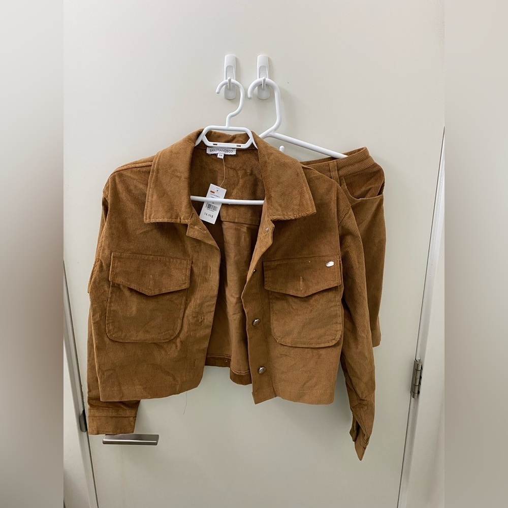 Cute brown jacket & skirt corduroy set NWT - Picture 3 of 6